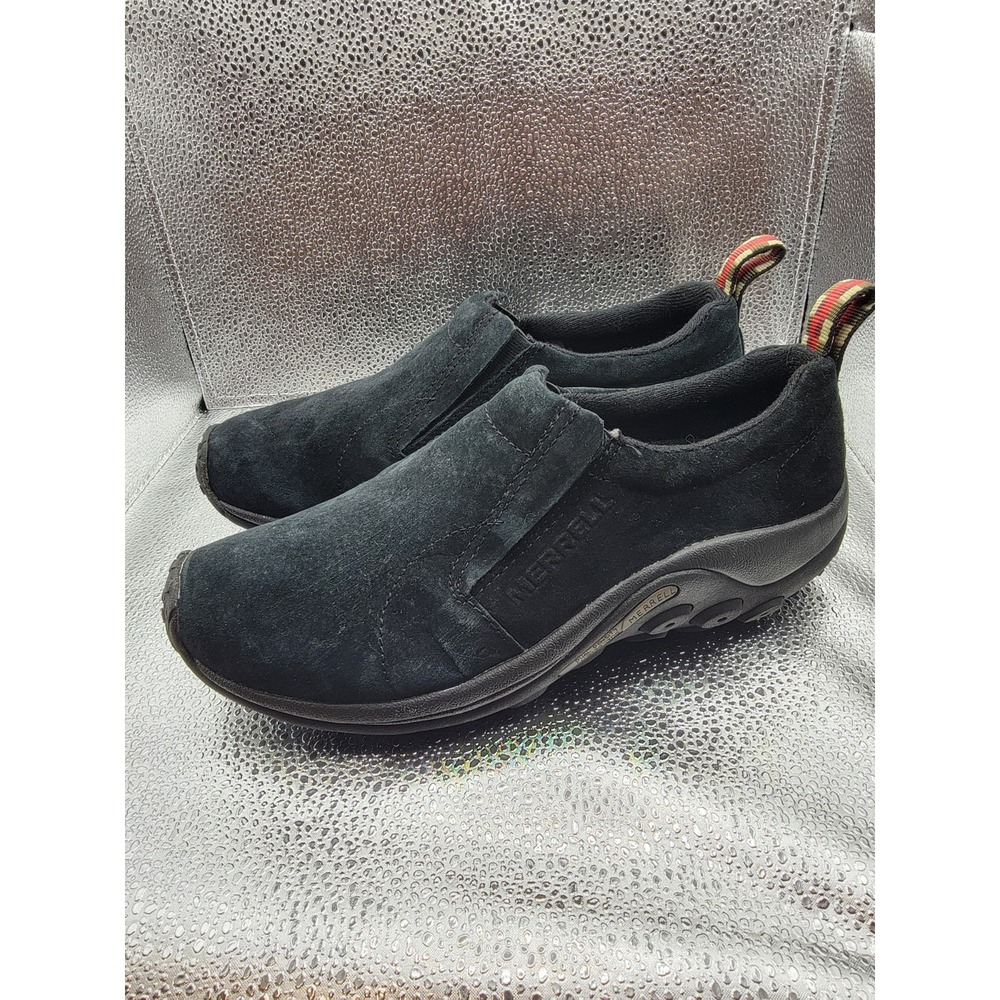 Merrell Jungle Moc Shoes Womens Size 9 (W) WIDE Black Suede Slip On Clog Comfort